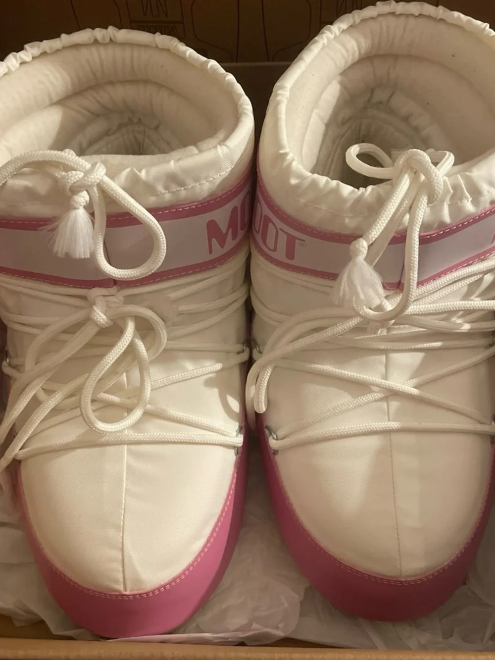 Moon Boot Pink and White Women's Winter Boots